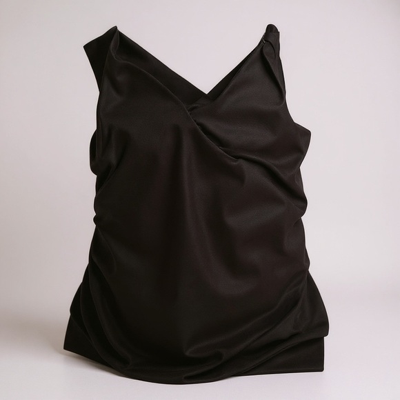 JEAN PAUL GAULTIER Target Black Twist Ruched Tank Y2K Vintage - Picture 3 of 12